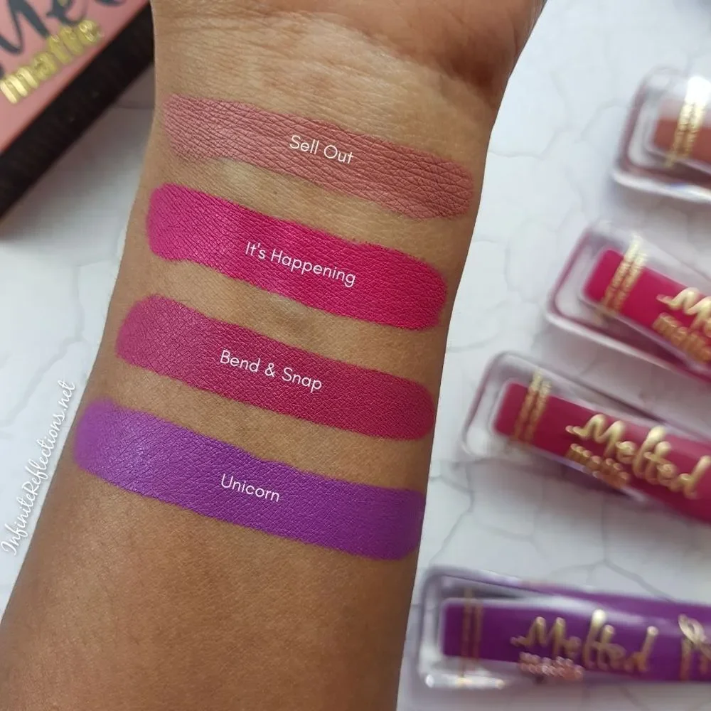 Too Faced Matte Plumpinh Liquid Lipstick in Bend and Snap- Cool Berry Tone
